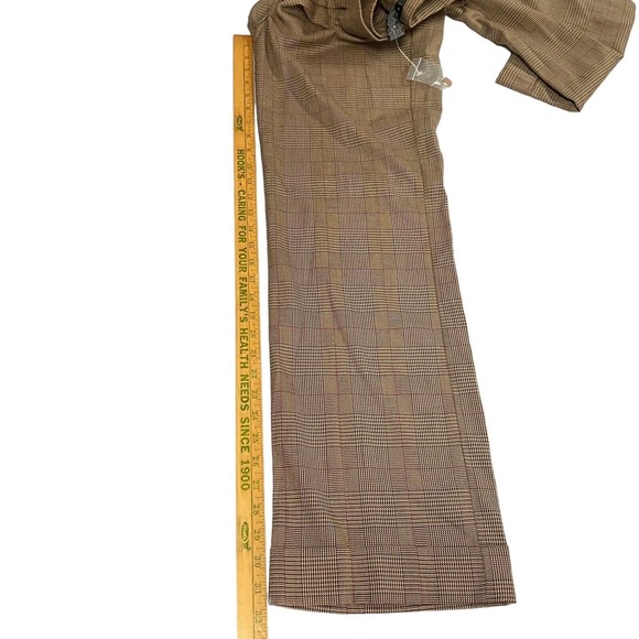 Ninety Women's Sz 4 Brown Fall Plaid Houndstooth Straight Leg Trousers Pants - Picture 10 of 16